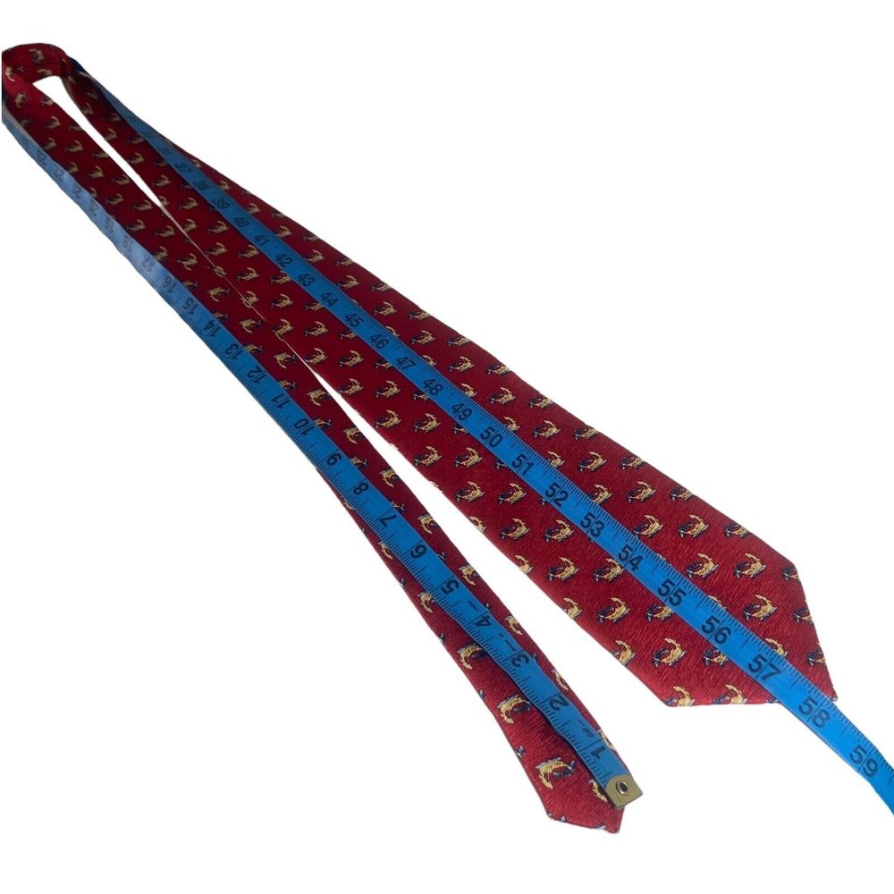 Men's Fashionable 100% Silk Red Necktie Tie Made in Italy Greek Argo Ship Print - Picture 5 of 7